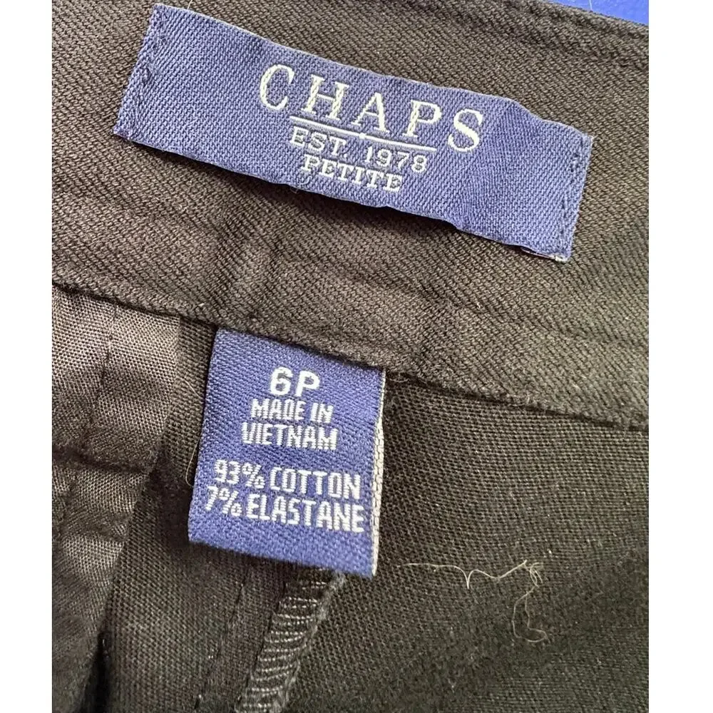 Chaps 6P Cotton Spandex Black Womens Pants